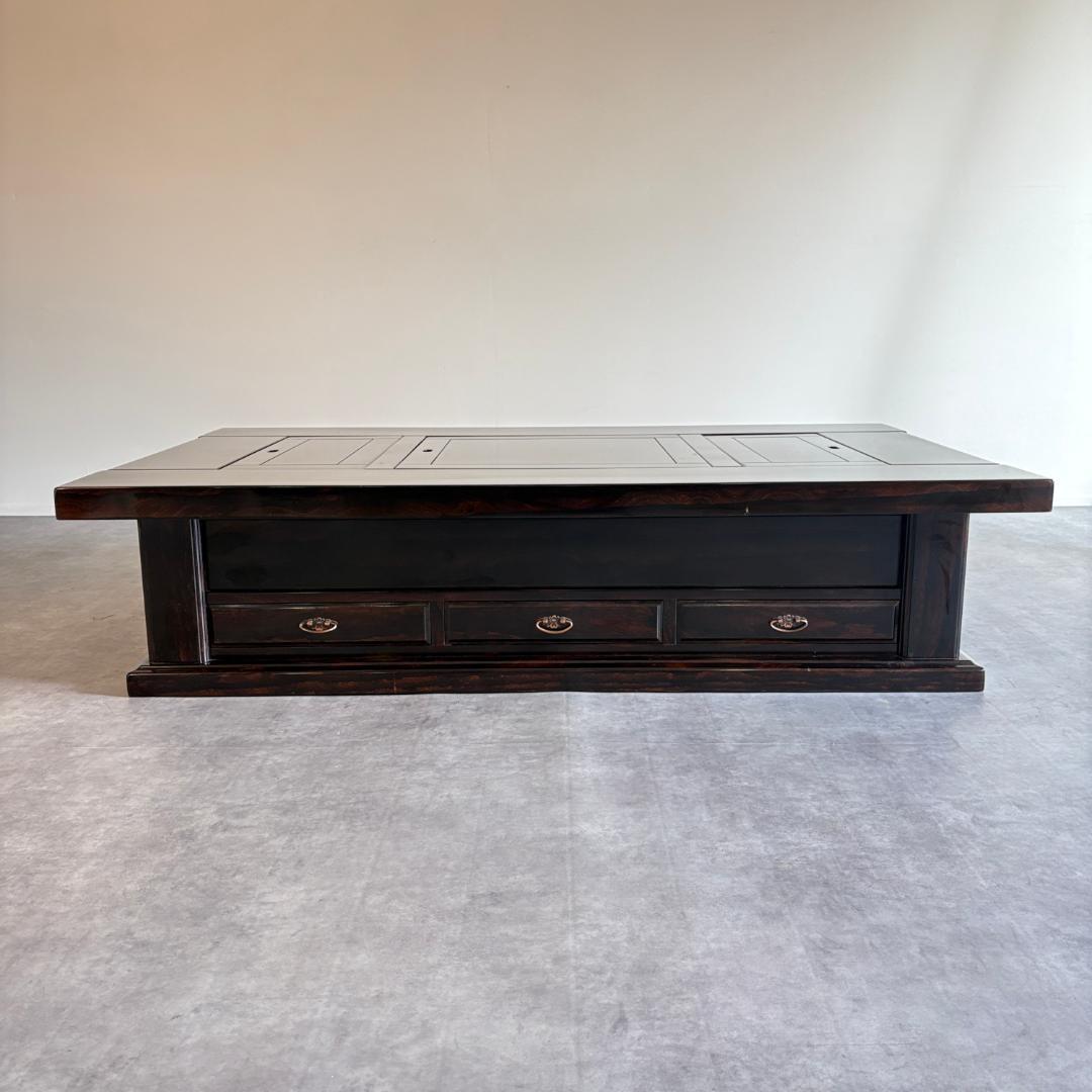 銘木　黒檀　囲炉裏テーブル　木製火鉢×座卓