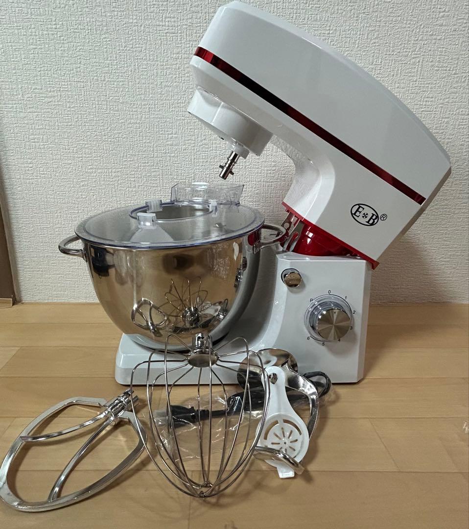 スタンドミキサー 8L大容量 四種類アタッチメント付き 七段階速度調節