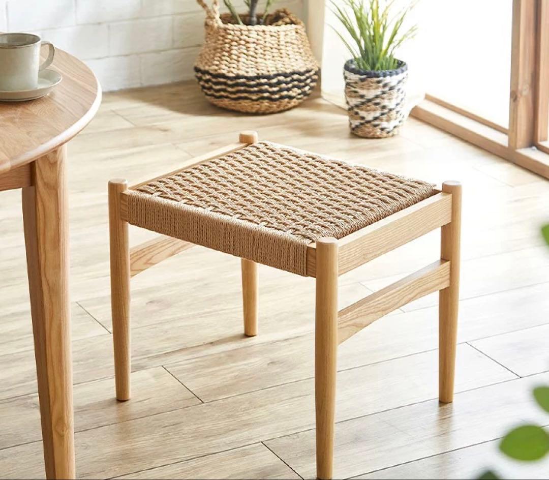 ペーパーコードスツール 無垢材　木製　椅子【送料込み】