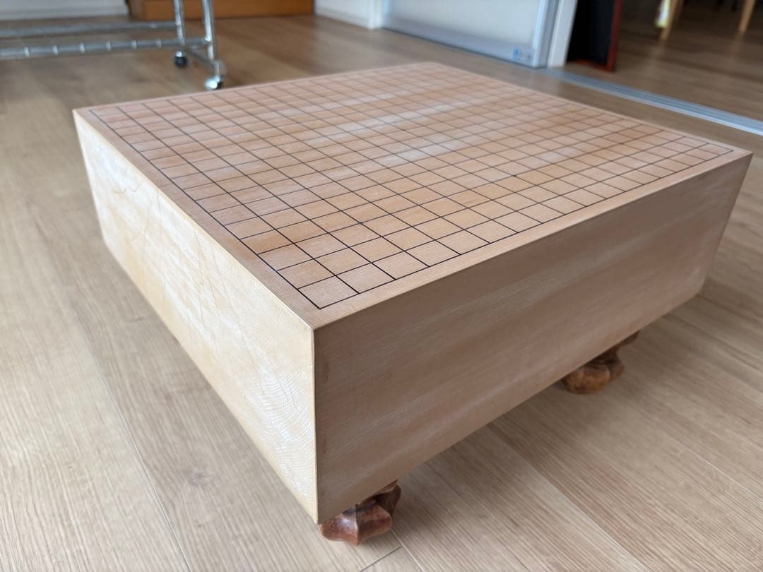 年代物をリフレッシュした木製碁盤　碁石付き