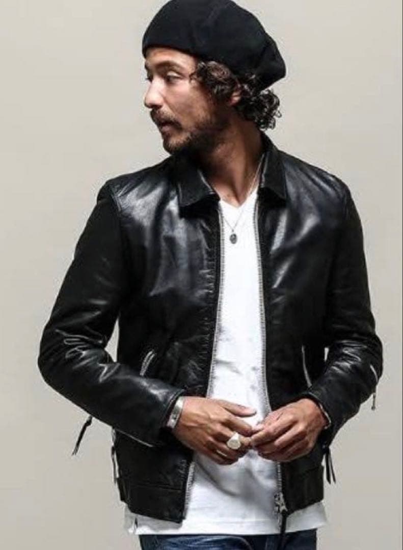 NANO universe ナノユニバース　シングルライダースジャケット 黒