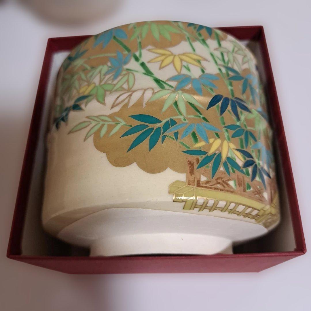 和巾セット、桑中次+筒茶碗2点+色無地着物+大徳寺画賛色紙+門松茶碗+炉柄杓