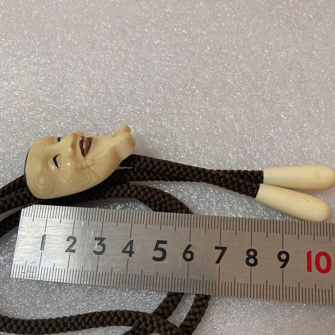 極上　天然素材　能面　吉祥面 翁　彫刻　ループタイ