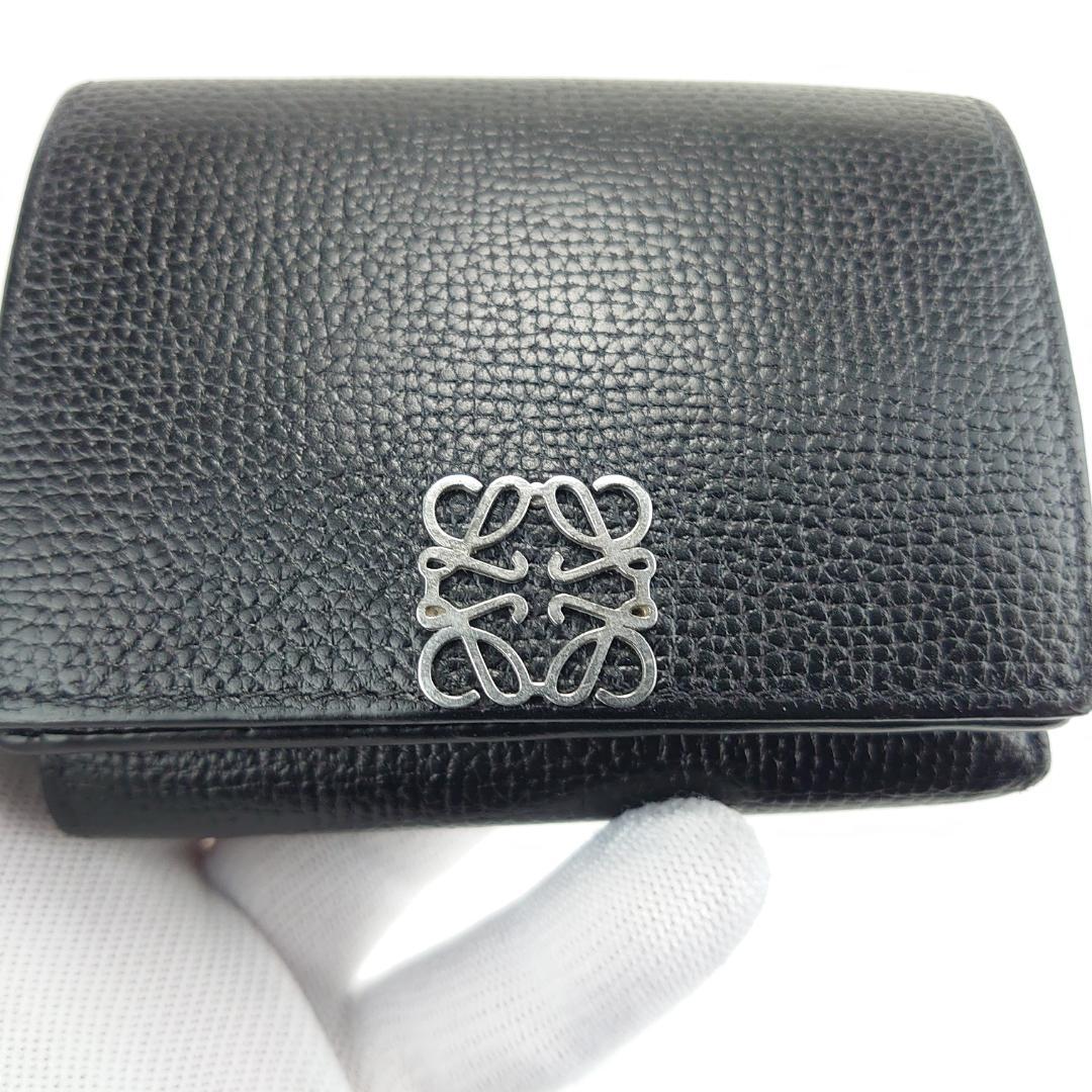 【美品】ロエベ　アナグラム　トライフォールド　Wホック　三つ折り財布　1202