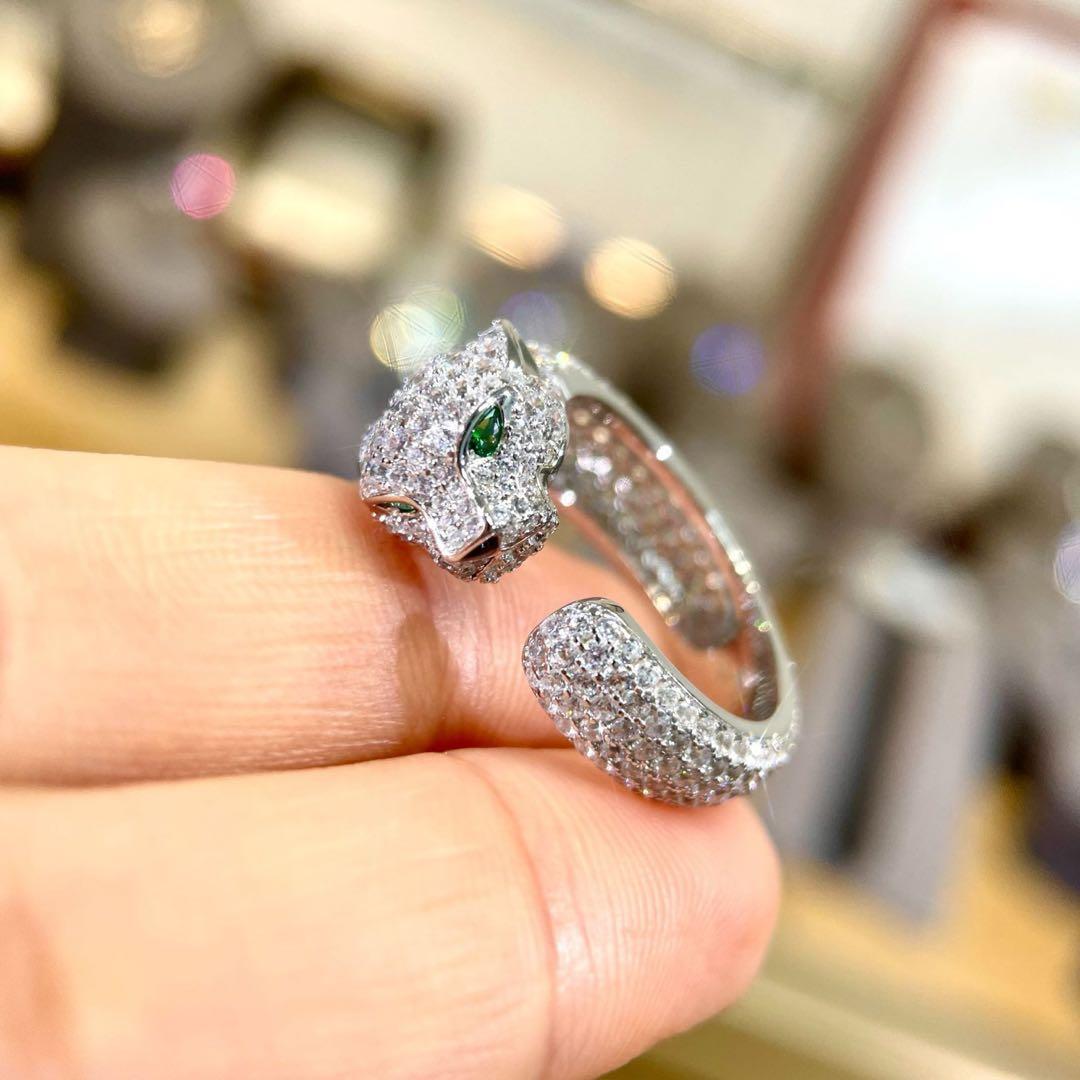 【S925純銀】ラボグロウン・ハイカーボンダイヤ レオパードリング／5.72ct