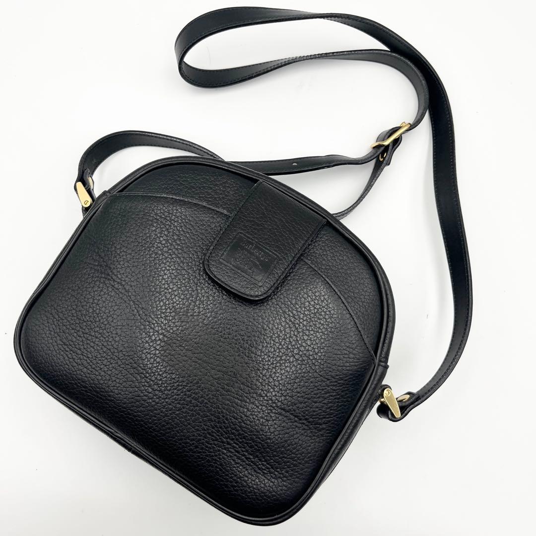 希少✨ バーバリー ショルダーバッグ カメラバッグ ノバチェック レザー 黒