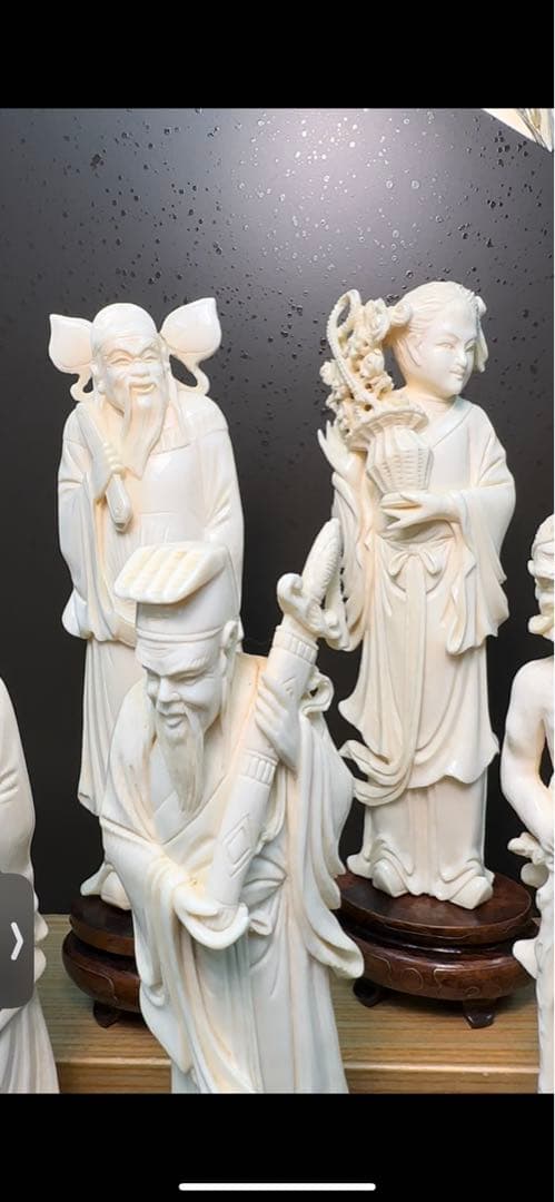 ぞうげ風，中国，置物，天然材質，八仙，