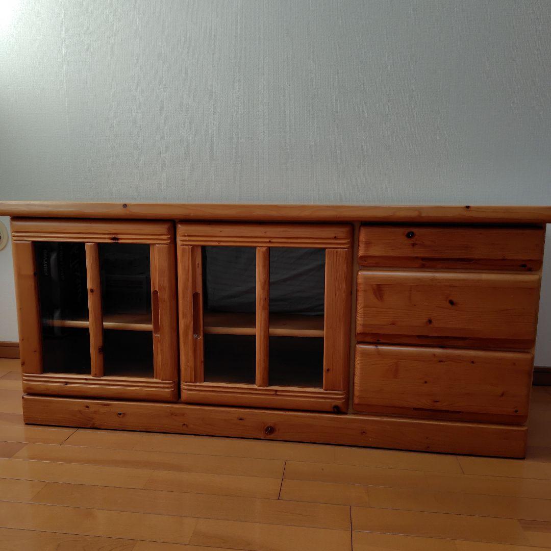 木製テレビ台 ガラス扉付き