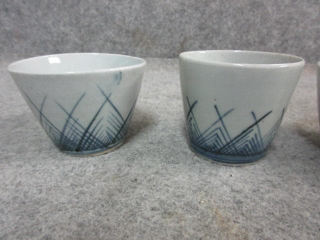 古伊万里 染付 猪口 3個 [B23596] 草文 古玩 古美術