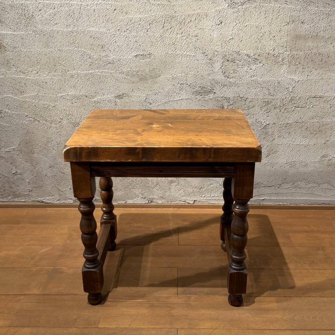 【さくら】ヴィンテージサイドテーブル　ろくろ脚