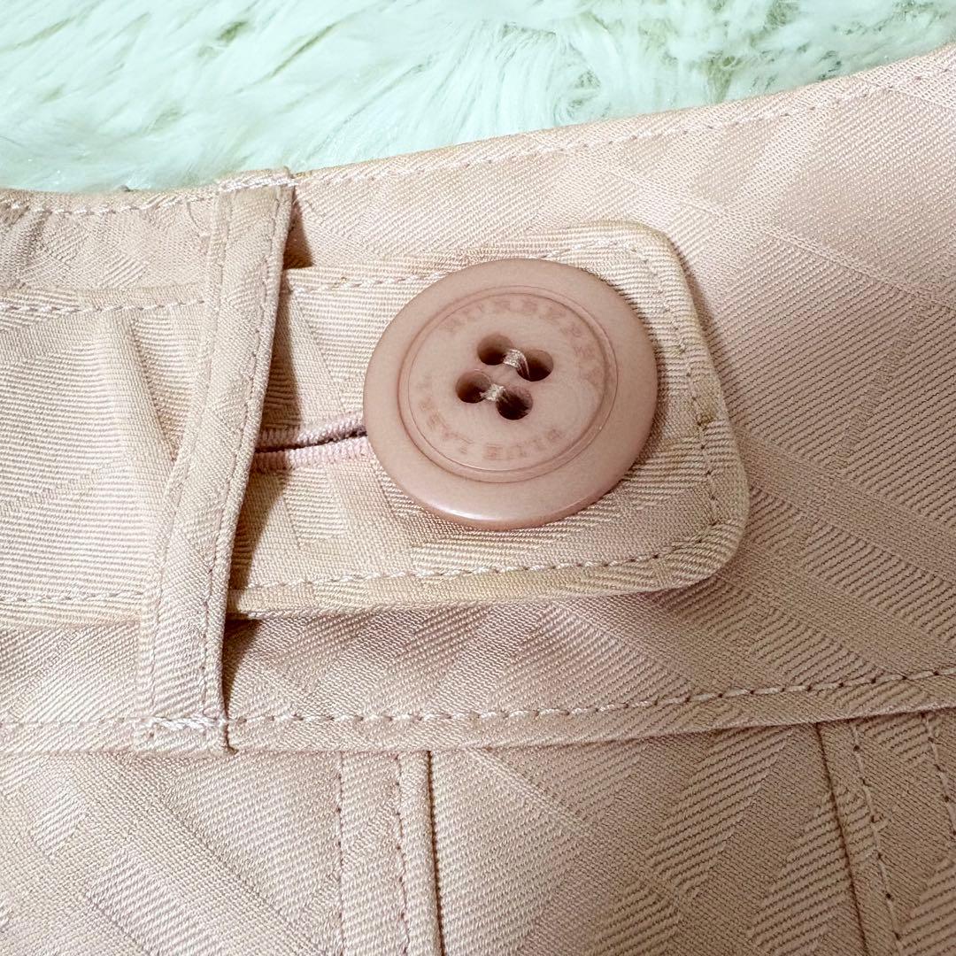 バーバリーブルーレーベル ノバチェック ベルト ボタン プリーツスカート ピンク