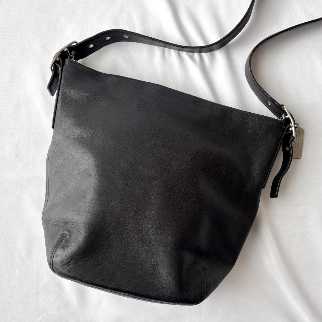 美品 コーチ ショルダーバッグ レザー 斜めがけ ブラック 9186