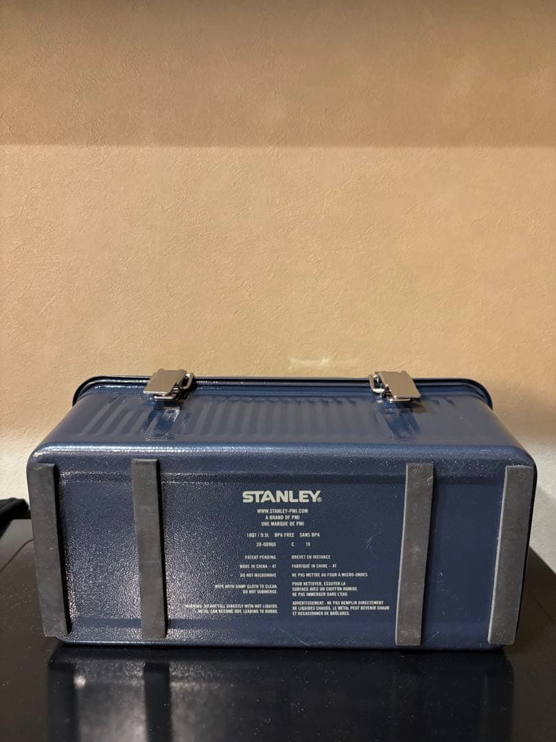 【希少】STANLEY ランチボックス ネイビー　木天板　本革底マット付