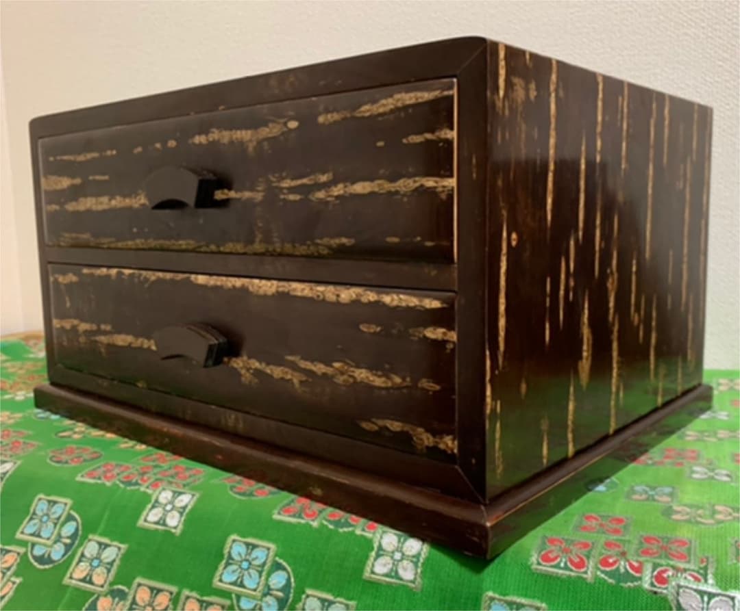 樺細工・総桐二段整理箱・1点物