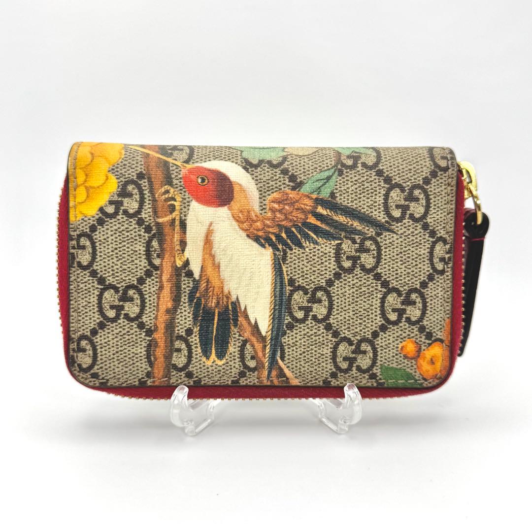 GUCCI - GGスプリーム コンパクトウォレット　ティアン 鳥柄 【美品】
