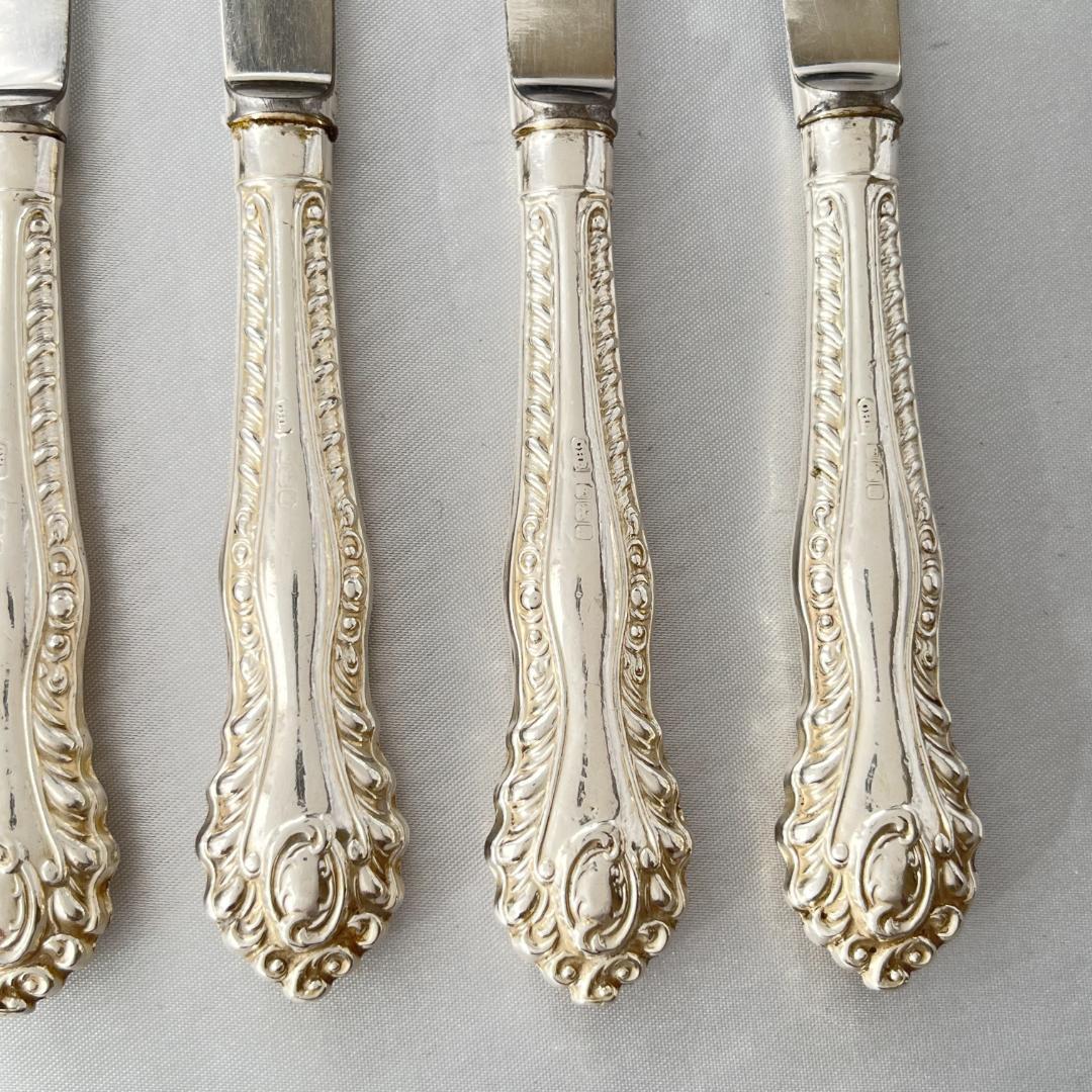 【C H Davis】 【純銀ハンドル】ティーナイフ 6本 ケース 1902年