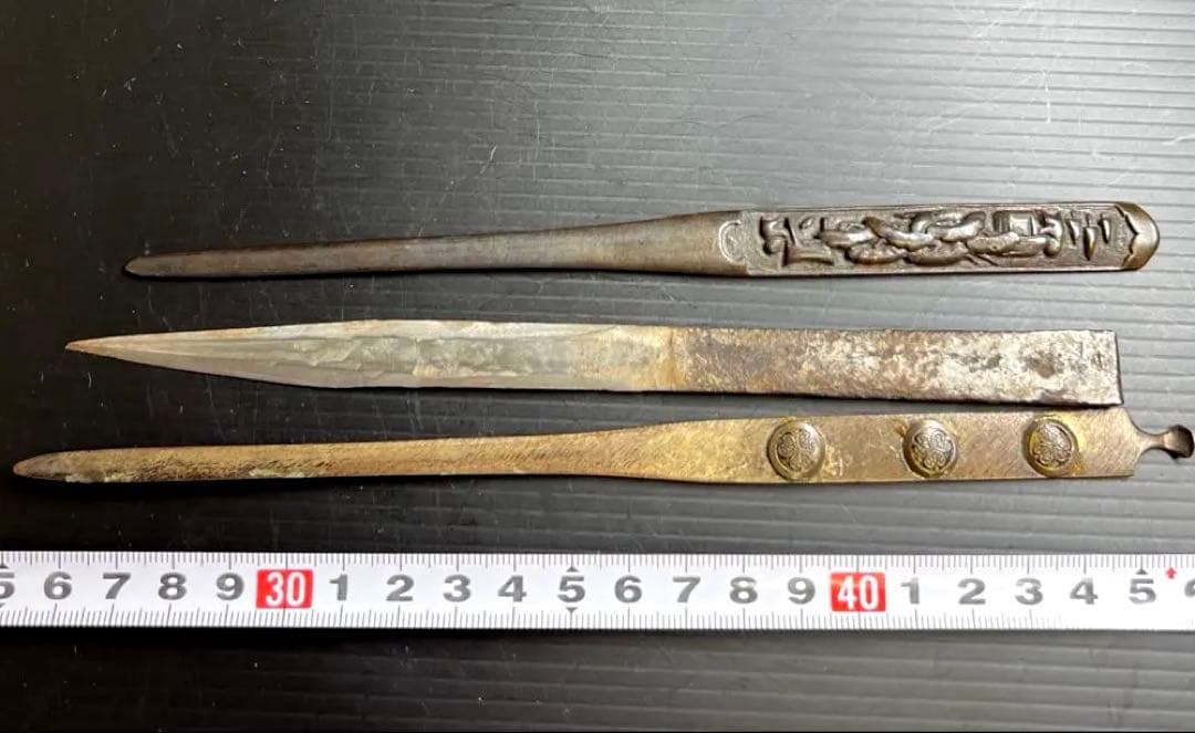 江戸時代　小柄、小刀3点セット　127g/19.5~21㎝東Y7-1024☆2F