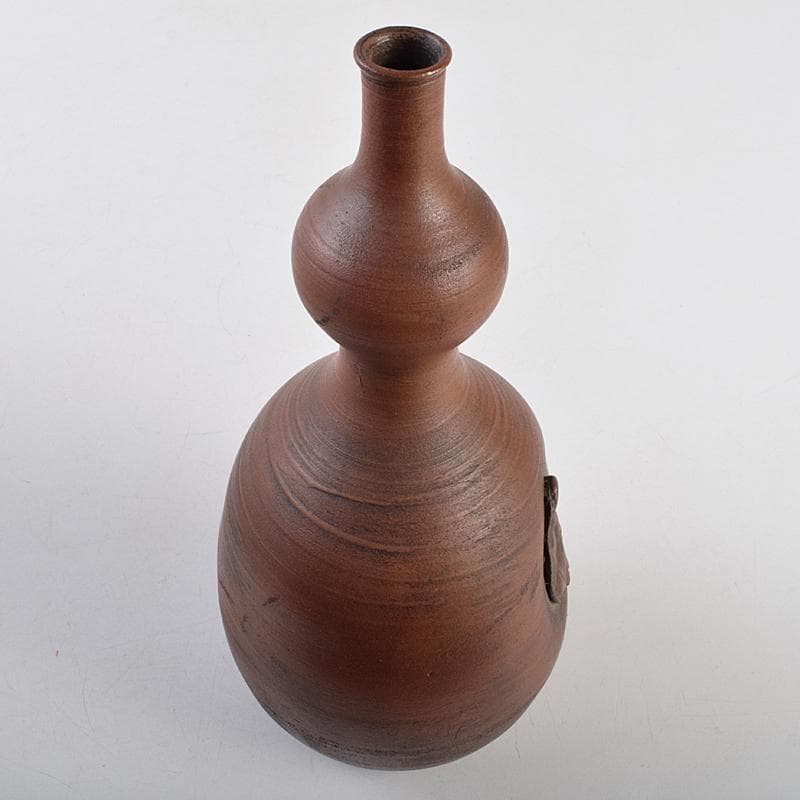 桂又三郎極め　江戸初期　古備前　人物刻　細口瓢徳利　V　R9490