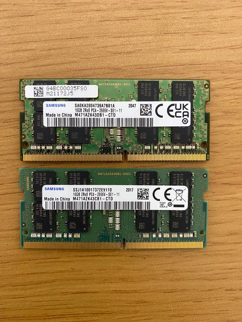 ノートパソコン用メモリ32GB PC4-2666V