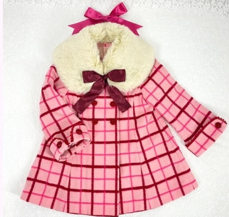 ♥セット売り♥️チェックウールコートくまアップリケJSK♥シャーリーテンプル♥