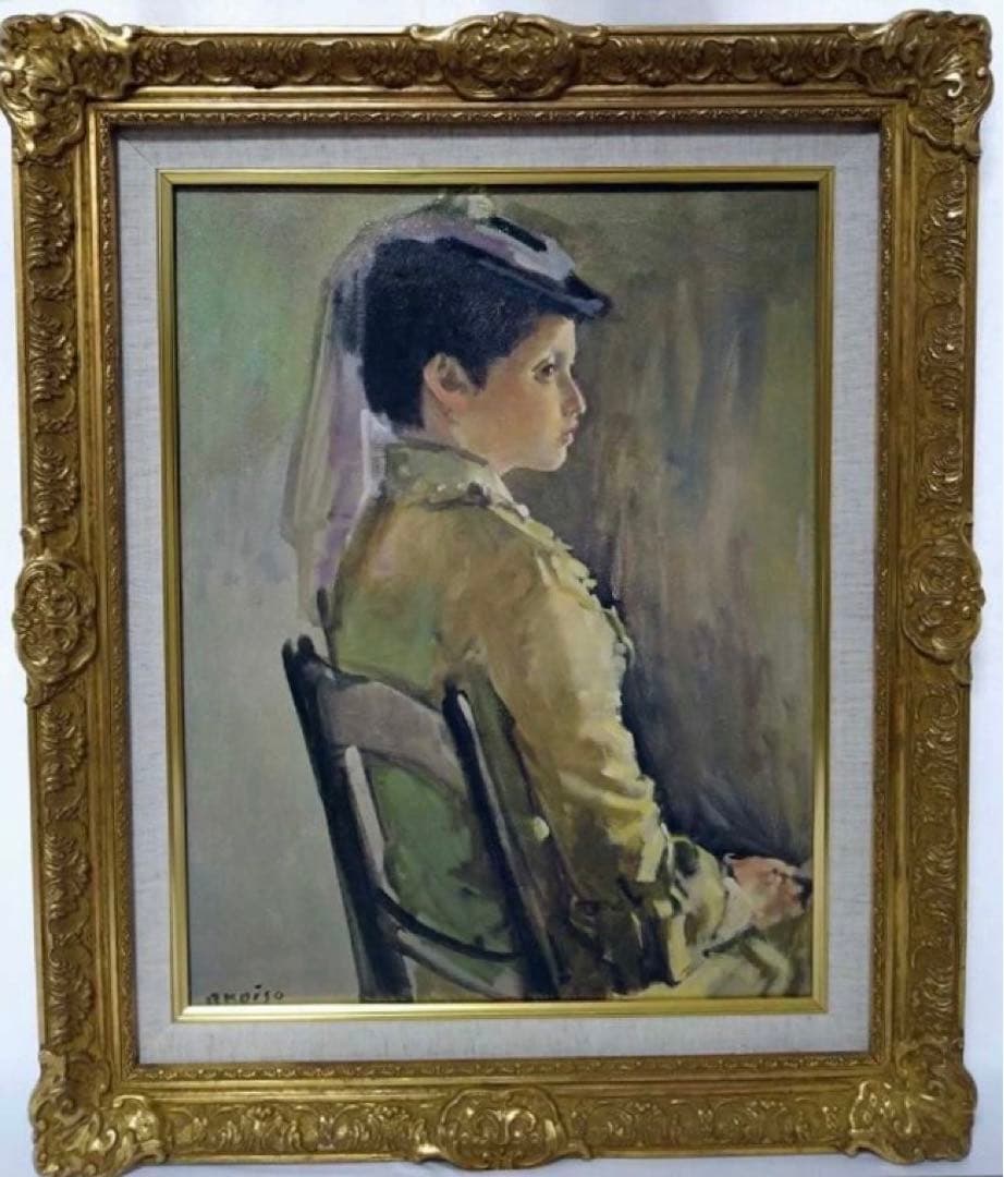 ⭕*️様 最終値下げ/小磯良平『帽子の女』油彩画 (人物画) 複製画 / F3号