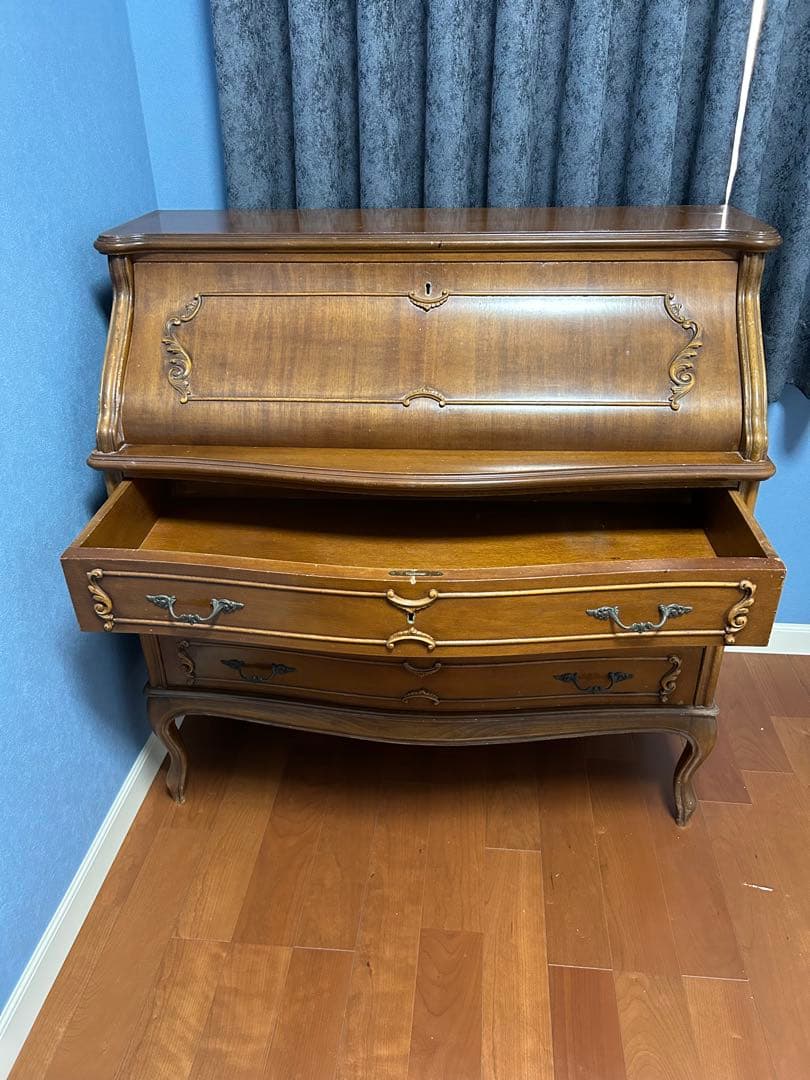 アンティーク　ライティングビューロー　デスク　チェスト　猫足　ビンテージ