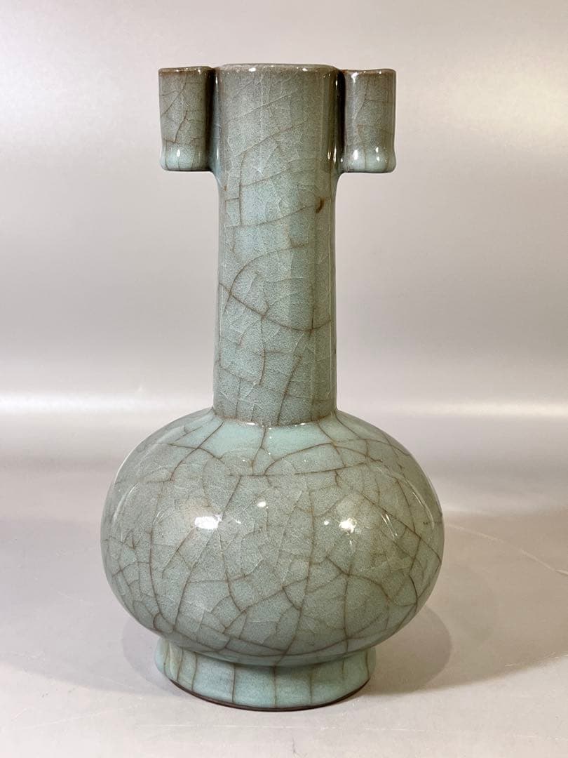 DT647 中国 青磁 管耳 瓶 茶道具伝来