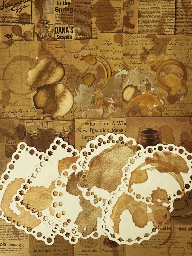 コラージュ素材セット ☆ ③ コーヒー染め風