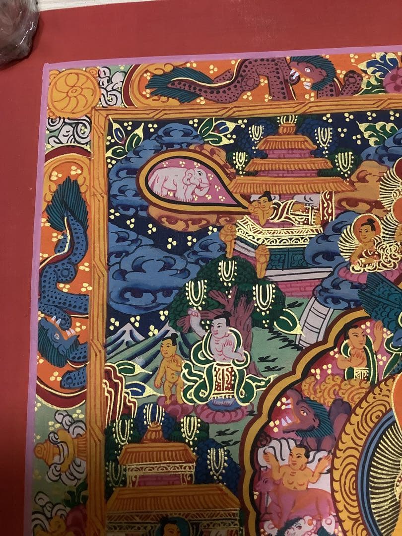 《 チベット密教　新品　1点物 》 手描き　曼荼羅　仏陀　釈迦　仏画　仏教　e1