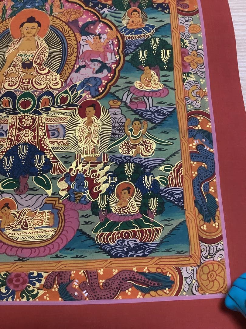 《 チベット密教　新品　1点物 》 手描き　曼荼羅　仏陀　釈迦　仏画　仏教　e1