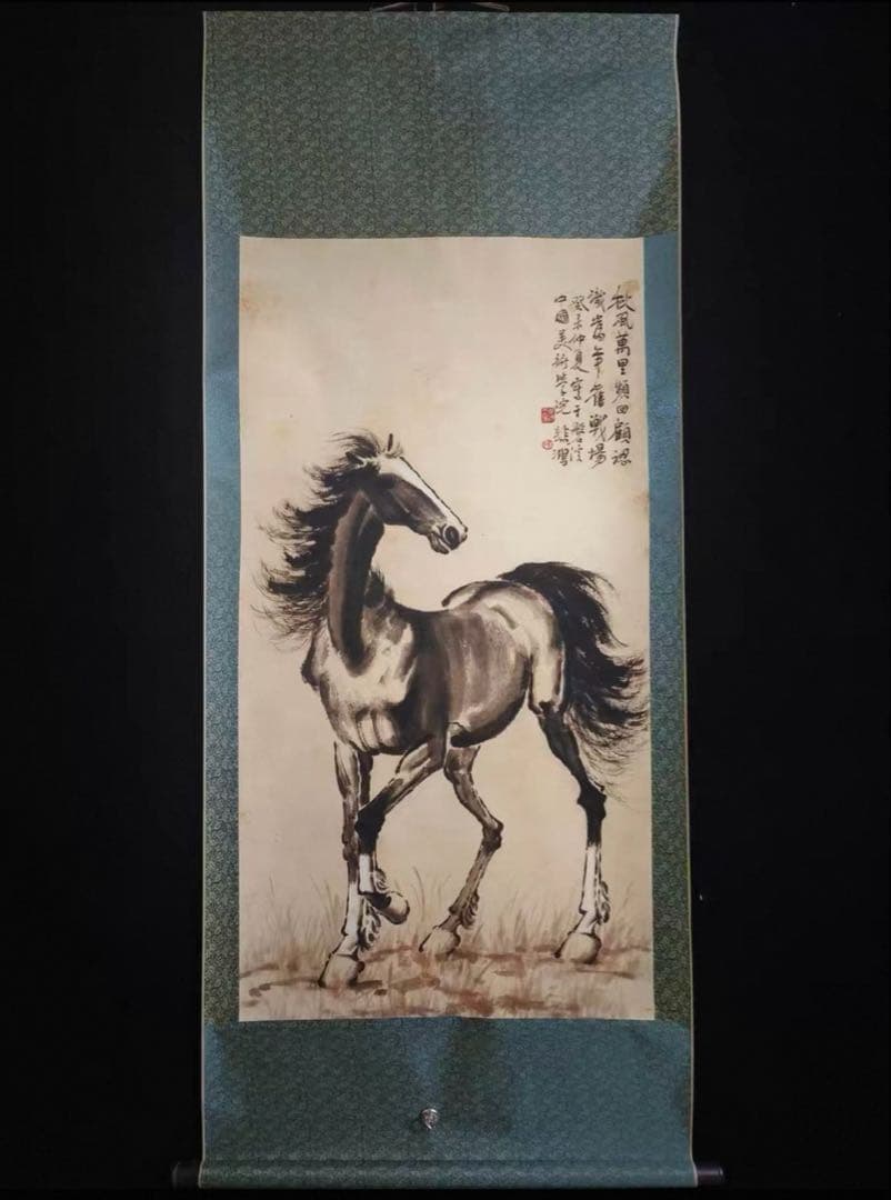 水墨画風 掛軸 馬 中国絵画 アートインテリア