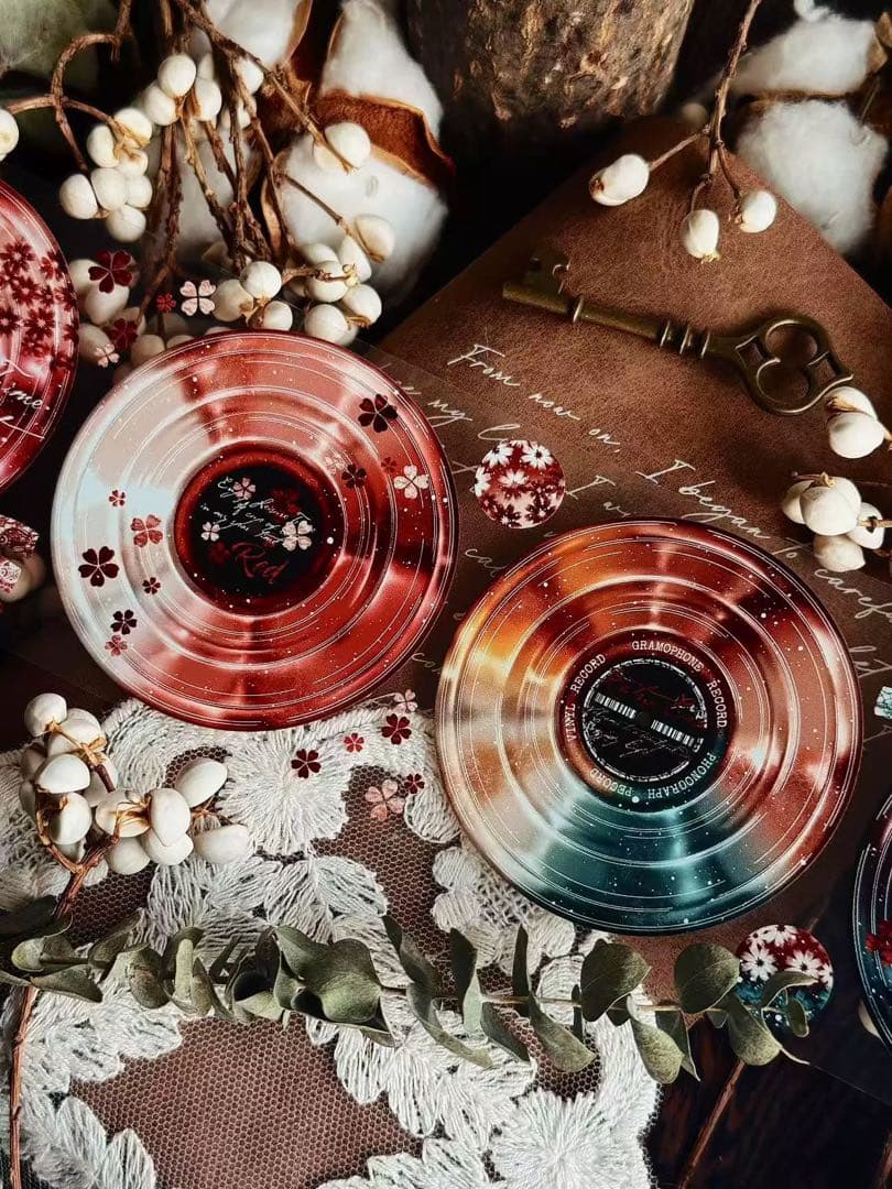 霖蓝汐原创手账《幻梦唱片》海外マスキングテープ　マステ 【2652】