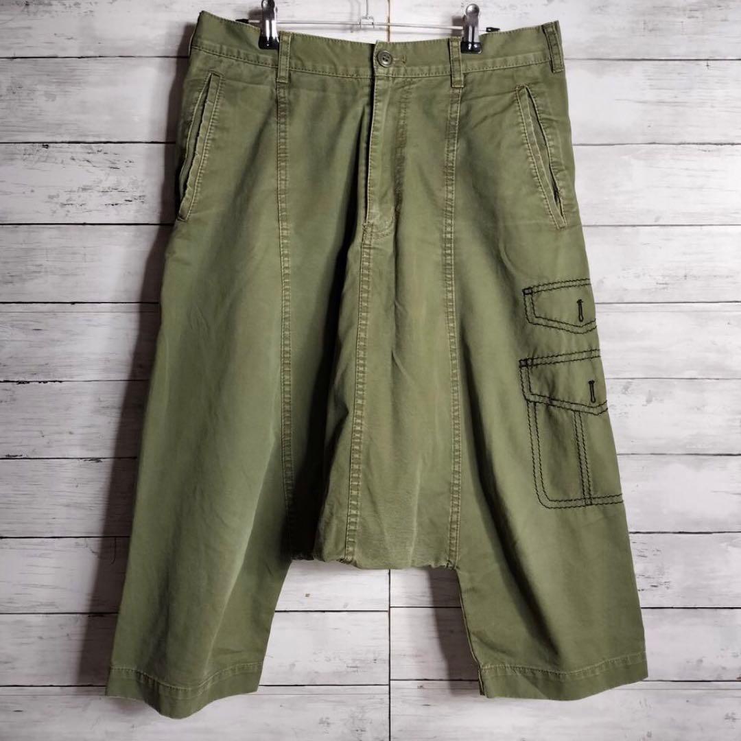 00'sコムデギャルソン ミリタリー調サルエルパンツ ステッチ コットン綿