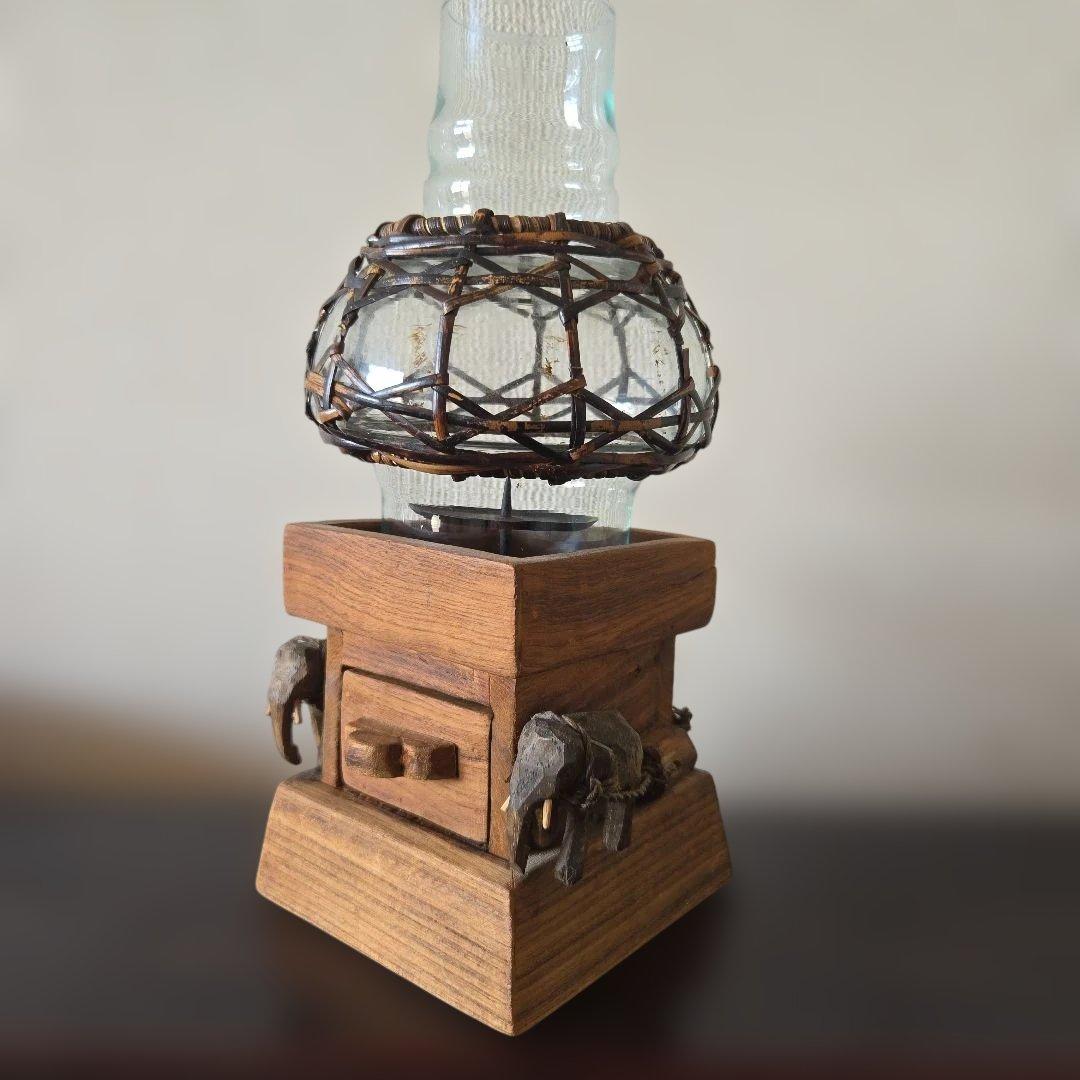 ヴィンテージ ビンテージ 海外 民族 工芸品 木製 像 ロウソク台 ランタン