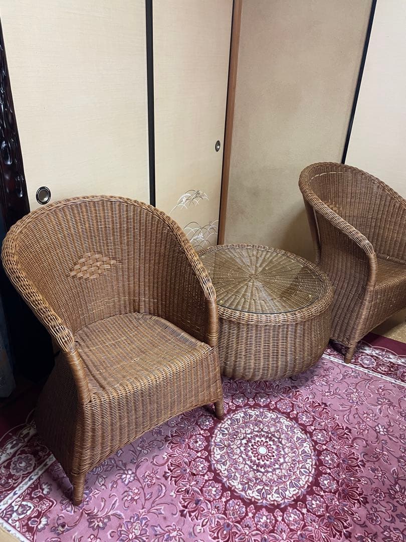 籐家具3点セット　※滋賀県引取り限定です。