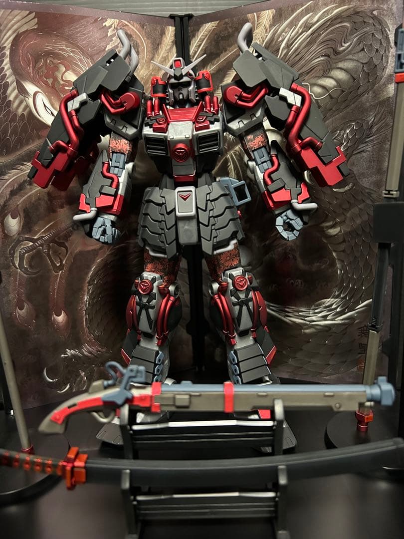ＭＧ 1/100 真武者頑駄無 戦国の陣 黒衣大鎧 塗装品