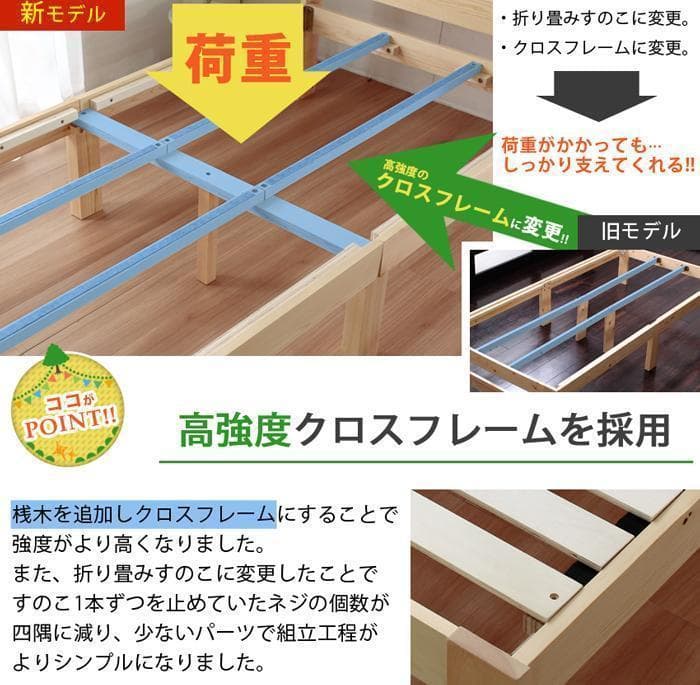 ベッドフレーム すのこ シングル 木製 天然木 ヘッド 棚 新品 送料込み