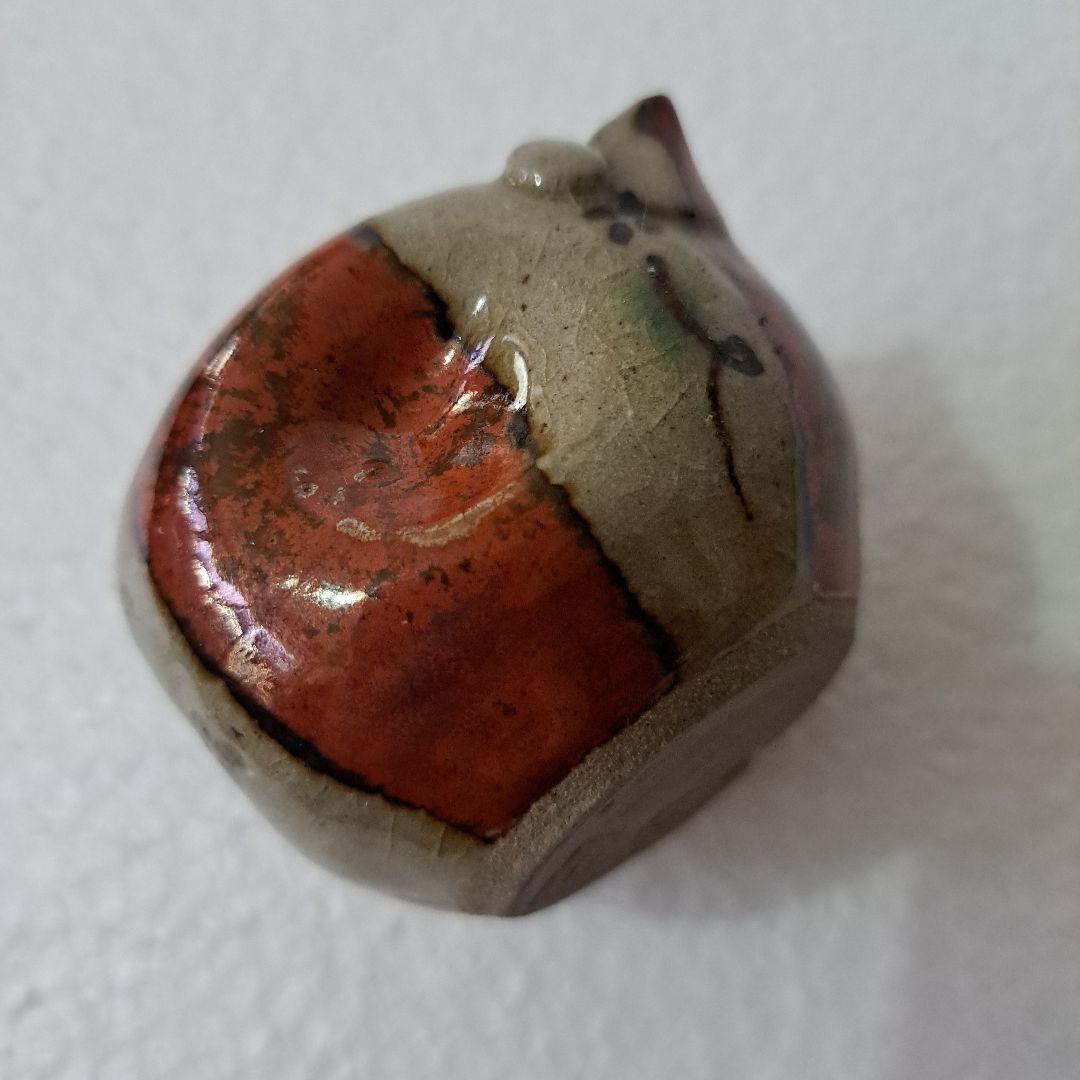 書道具　水滴　赤絵草図　　エクボ持ち手　名刻印