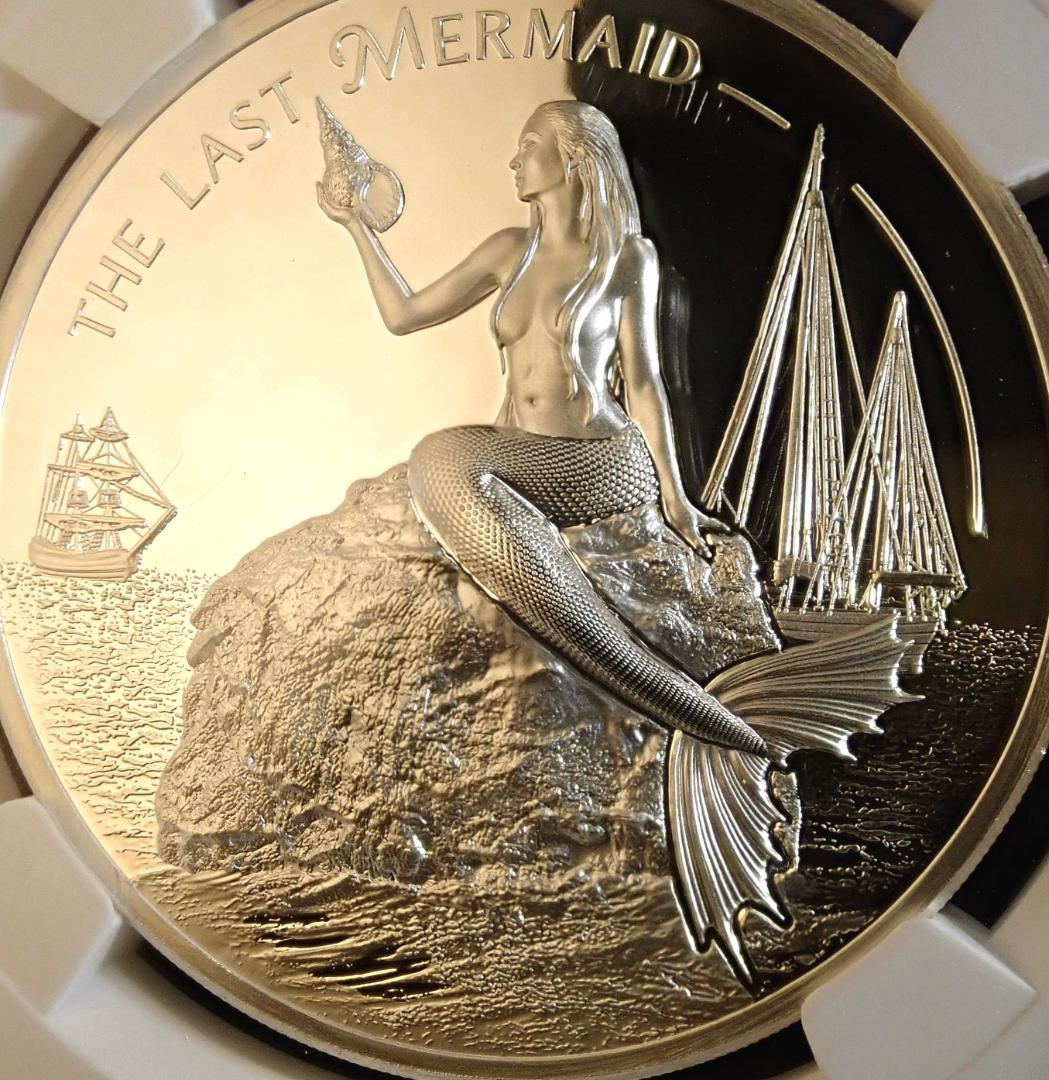神秘的な美しさ 最後のマーメイド 人魚姫 最高鑑定 銀貨 PF70 NGC