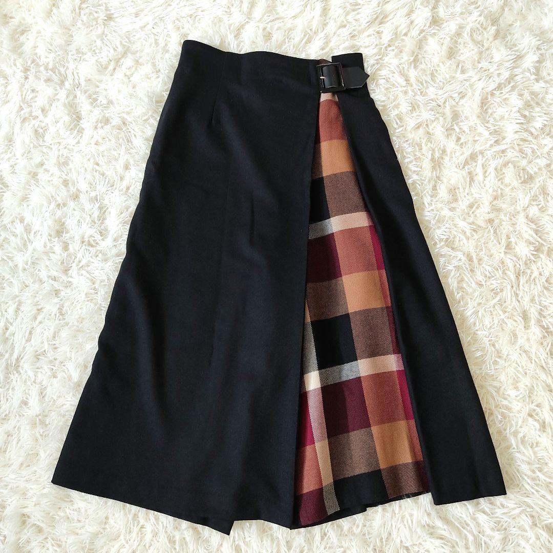 ブルーレーベルクレストブリッジ　CBチェック　ウールライクツイルガウチョパンツ