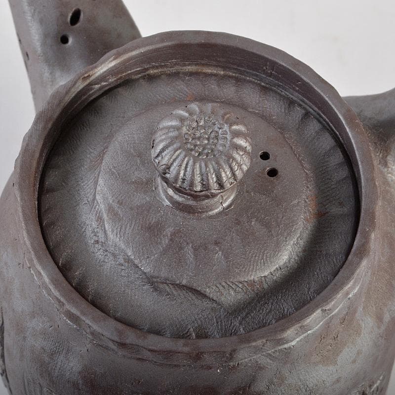 煎茶道具　萬古焼　白雲造　型萬古　遊環　横手急須　共箱　M　R7099