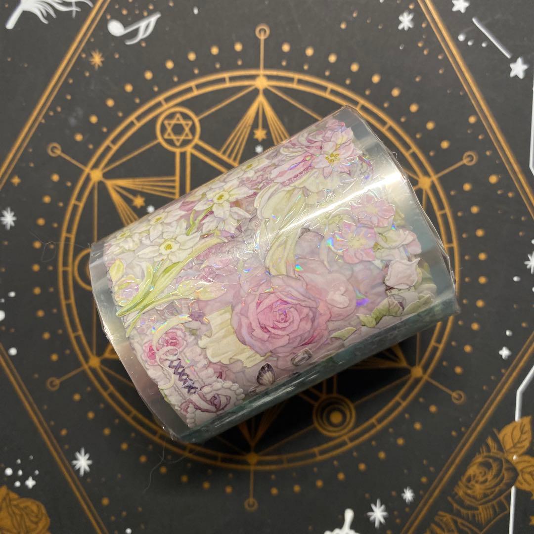 【B】海外　10m巻　貝殻光マスキングテープ　お花系　装飾系