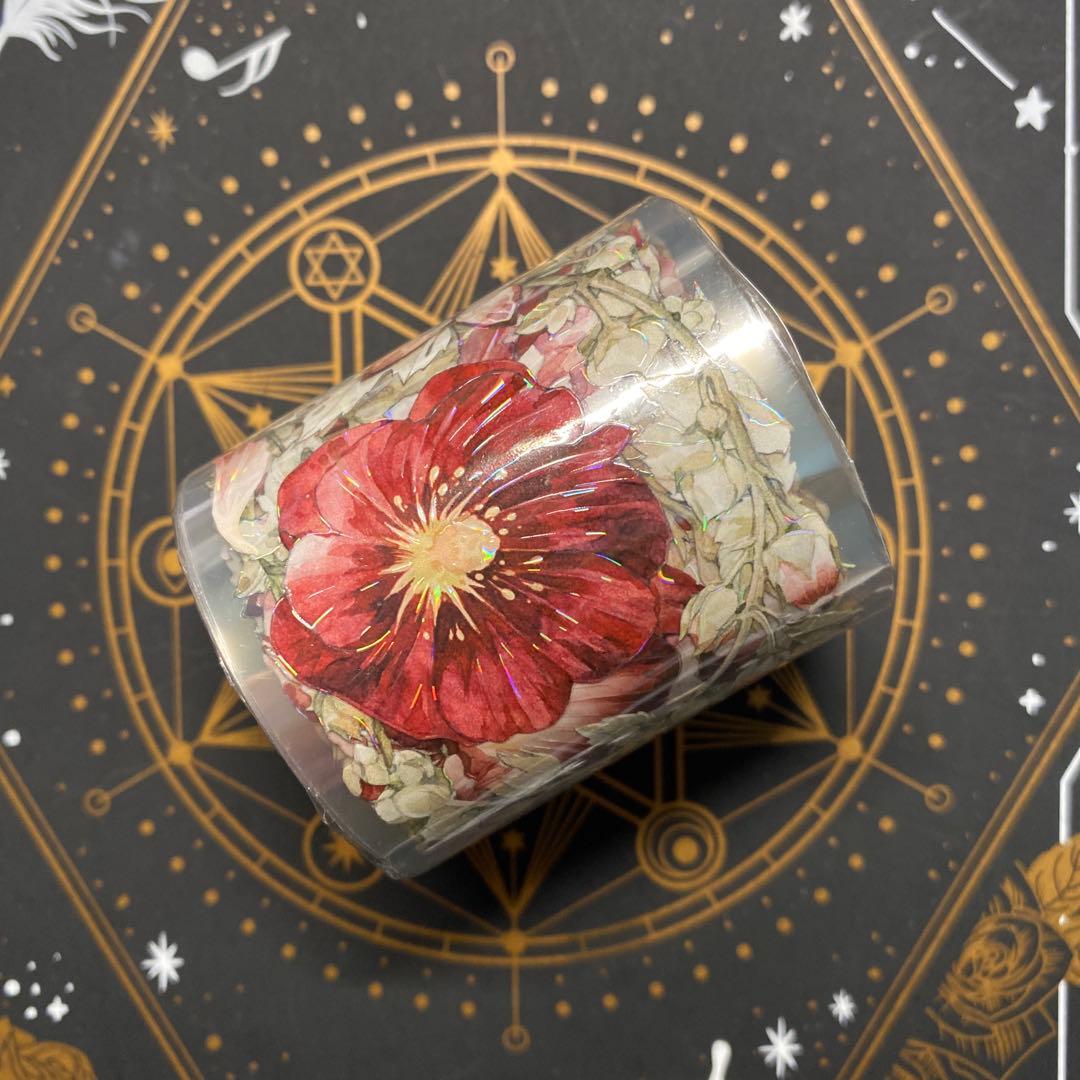 【B】海外　10m巻　貝殻光マスキングテープ　お花系　装飾系