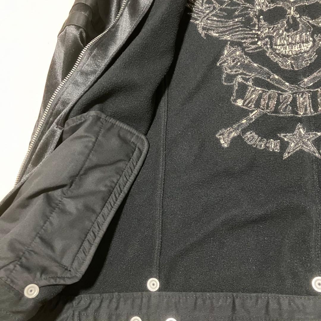 バンソン VANSON スカル刺繍 ボンディング ライダースジャケット XXL