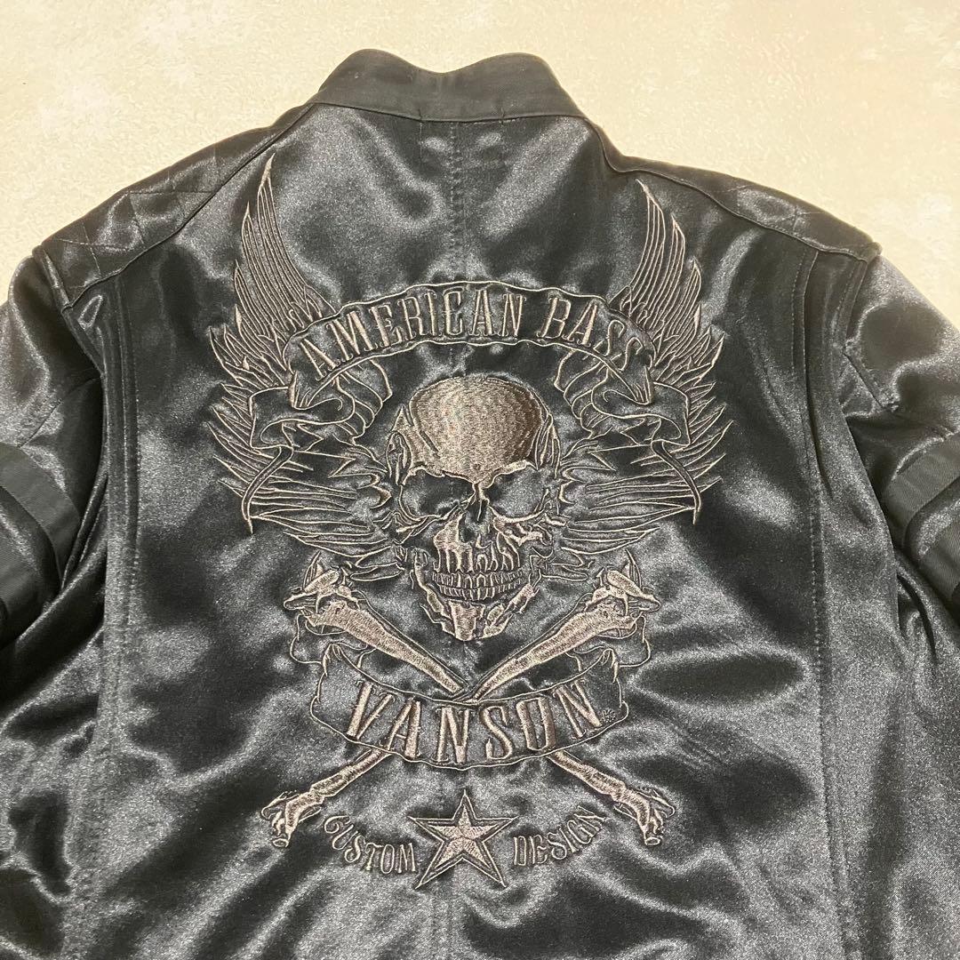 バンソン VANSON スカル刺繍 ボンディング ライダースジャケット XXL