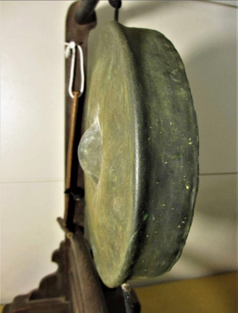 銅鑼、木製スタンド付き(古民具)