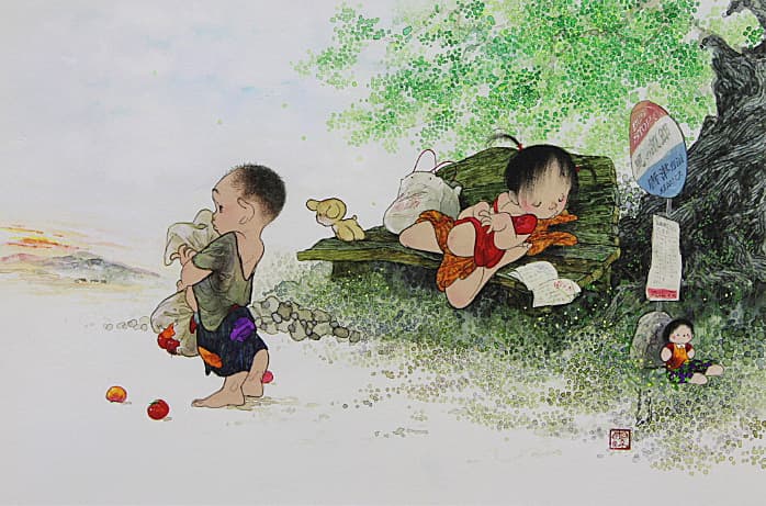 中島潔 【夏のバス停】 レフグラフ 保証書有り