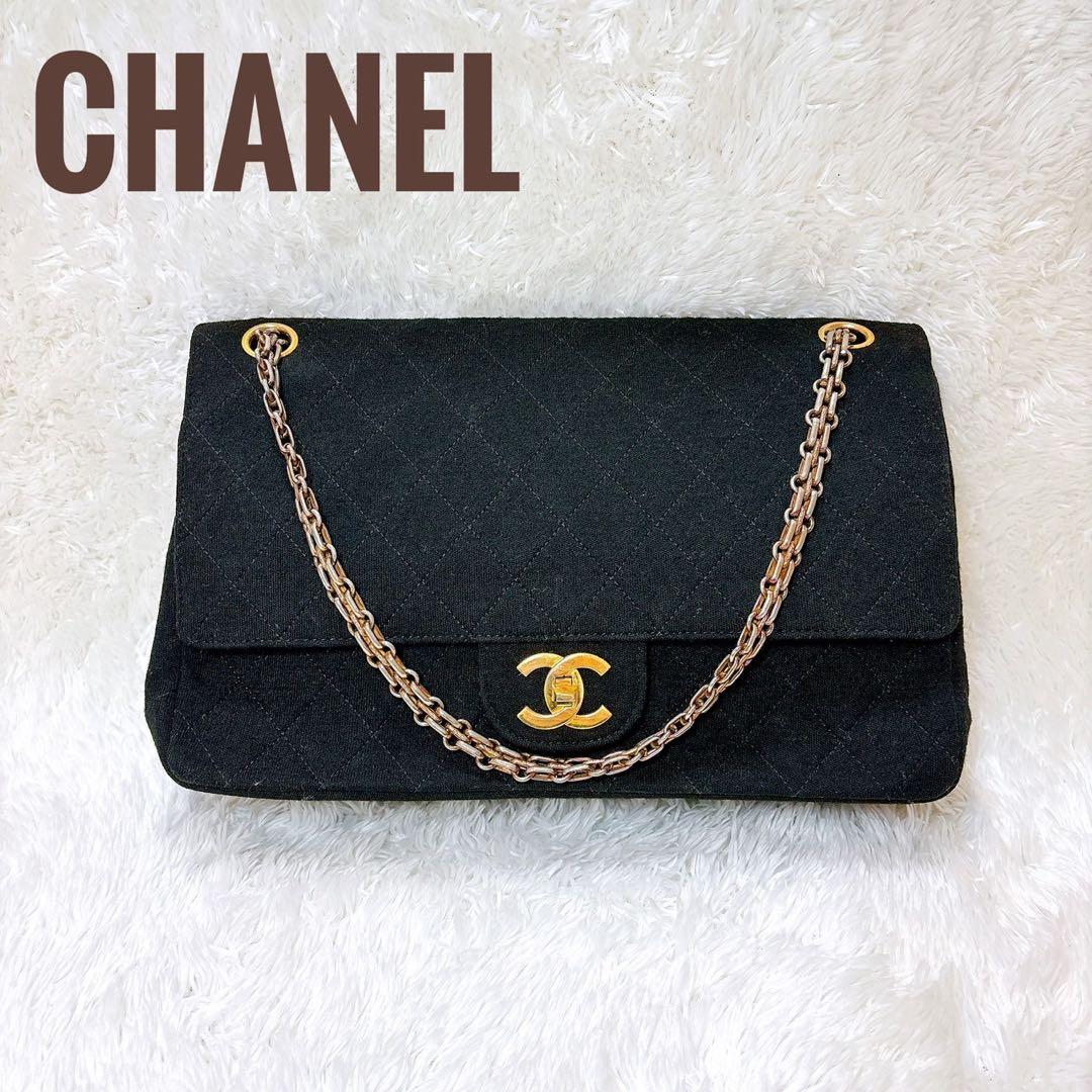 CHANEL✨【美品】レザー　マトラッセ　コットン　ショルダーバッグ　ラムスキン