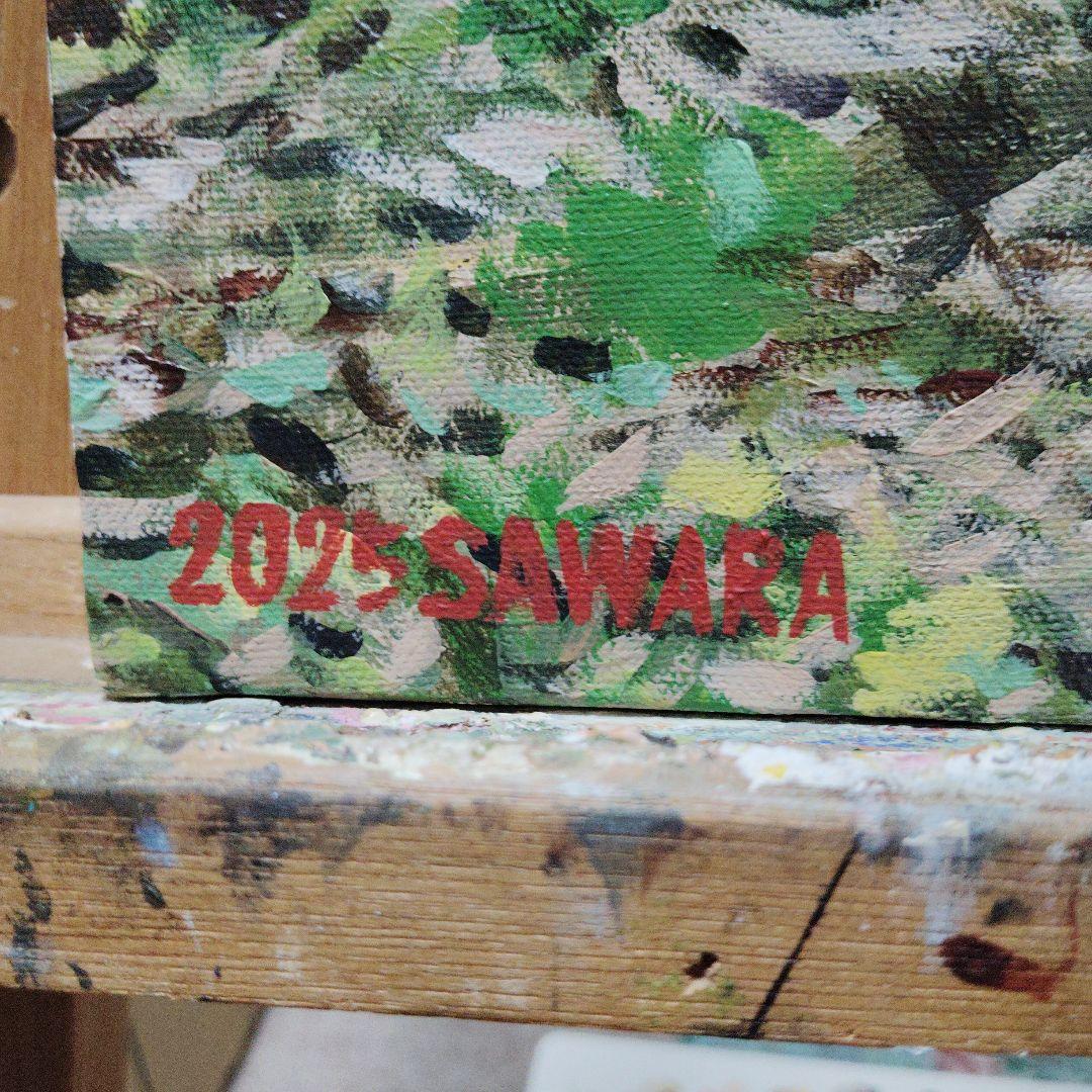 絵画、巌流島のタヌキ、佐原聖春、F6号アクリル画