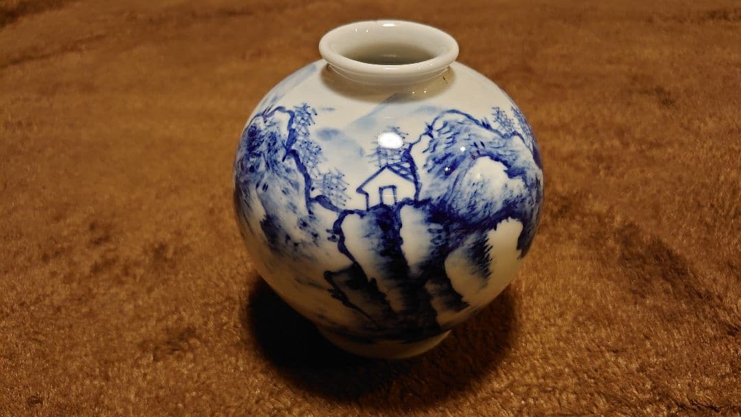李朝　古染付　染付　古伊万里　伊万里　小壺　山水　１客